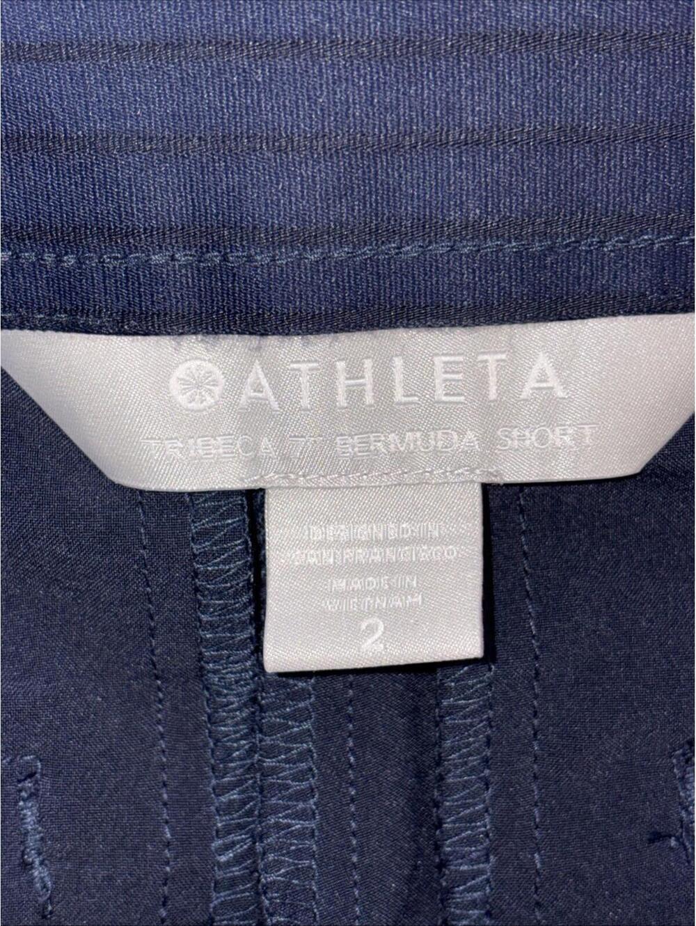Athleta Navy Stretch Performance Mid Rise Tribeca 7" Bermuda Shorts Size 2 W30" - Picture 5 of 8